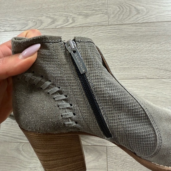 Aquatalia Suede Ankle Block Heel Taupe Booties - Picture 8 of 12